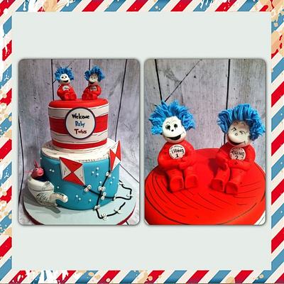 Thing 1 and Thing 2 baby shower cake - Cake by Skmaestas