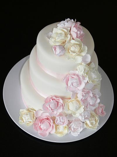 Peony Wedding Cake. - Cake by Cherish Cakes by Katherine Edwards
