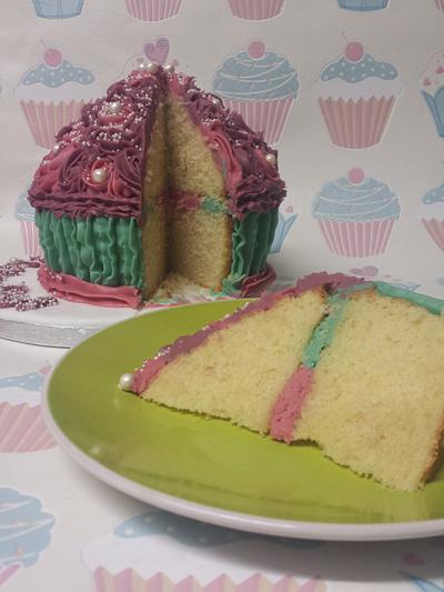 Giant Cupcake with Rose swirls - Cake by Tasha's Custom Cakes
