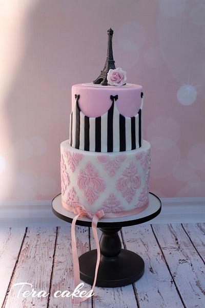 romantic cake with eiffel tower - Cake by Tera cakes