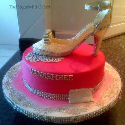 birthday cake - louboutin shoe  . - Cake by sugarmillcakes