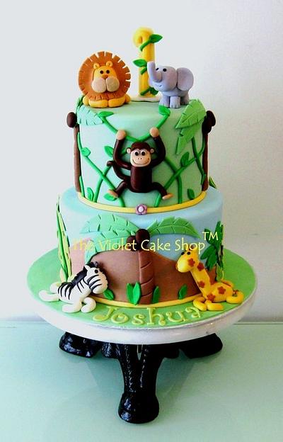 Jungle Monkey Hanging on Vines with Friends - Cake by Violet - The Violet Cake Shop™