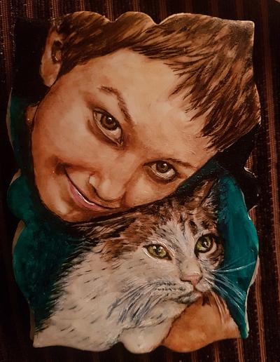 Kid and cat - Cake by los dulces de Kolo 