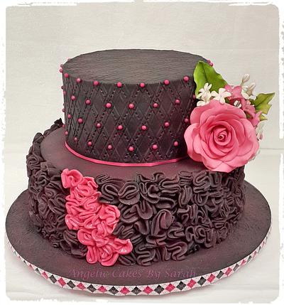 Little Black number - Ruffles and roses - Cake by Angelic Cakes By Sarah