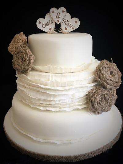 Ivory and hessian frill cake - Cake by Adelicious_cake