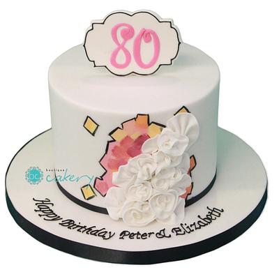 Modern 80th Birthday - Cake by Boutique Cakery