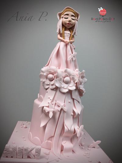 Pink first communion - Cake by RED POLKA DOT DESIGNS (was GMSSC)