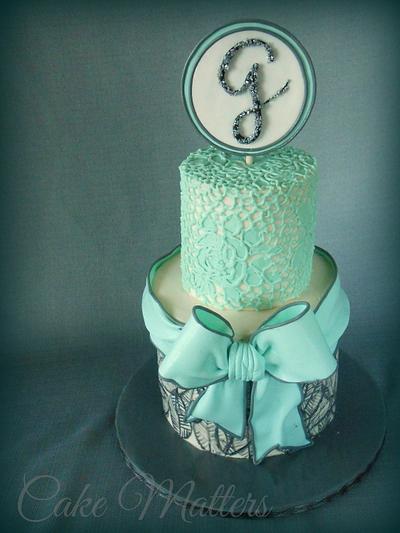 Mint and Grey Baby Shower - Cake by CakeMatters