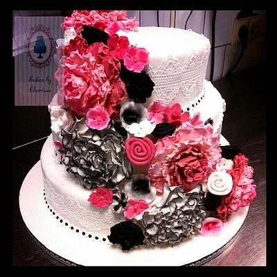 Black, White & Fuchsia Wedding cake - Cake by Take a Bite