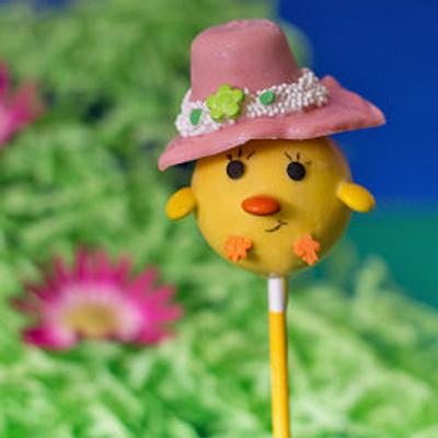 Chick Cake Pops with Bonnets - Cake by Janine