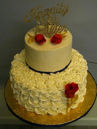 Piped Rosette Wedding Cake - Cake by Cakeicer (Shirley)