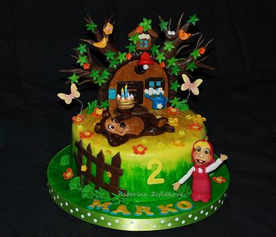 Masha and the bear cake - Cake by katarina139