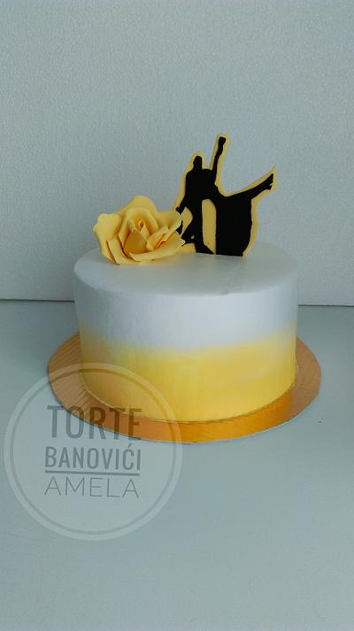 drunk bride yellow cake - Cake by Torte Amela