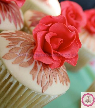 Vintage Red Rose Celebration Cupcakes - Cake by InsanelyCakes