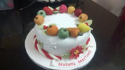 christmas fruit wreath cake - Cake by Delilah
