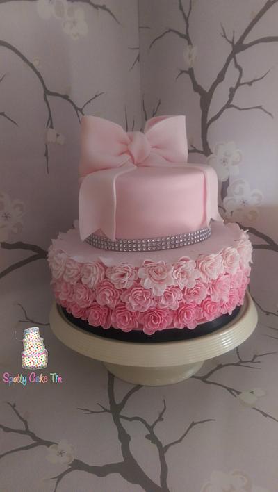Ombre Ruffle Rose and Bow cake - Cake by Shell at Spotty Cake Tin