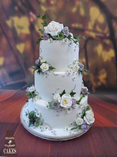 Floral Wedding Cake - Cake by Dragons and Daffodils Cakes