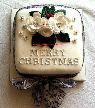 White Christmas Rose Cake - Cake by Alli Dockree
