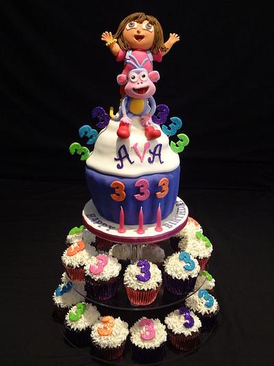 Dora & Boots Cake & Cupcakes - Cake by Julie Anne White
