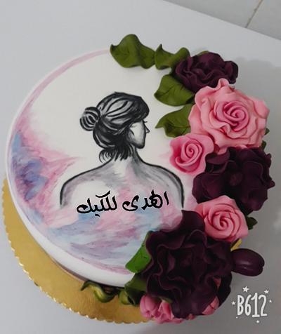 كعكة الفتاة المرسومه - Cake by Alhudacake 