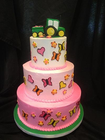 John Deere for a girl! - Cake by Kristi's Cakery