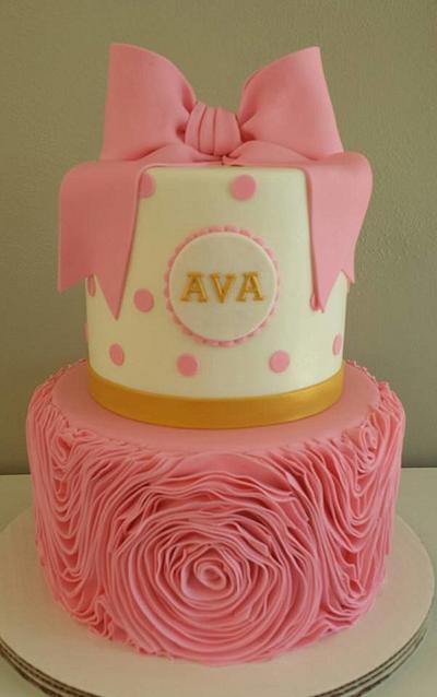 Pink Ruffle and Bow - Cake by Ester Siswadi
