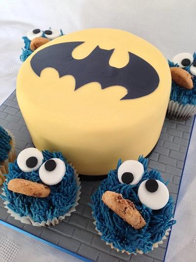 Batman and Cookie Monster - Cake by Lesley Southam
