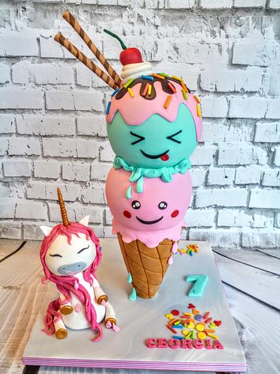 Unicorn and ice cream! - Cake by Hilz