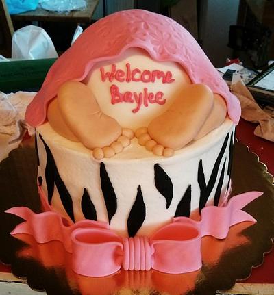 Zebra Print Baby Bottom Baby Shower Cake - Cake by Jeana Byrd