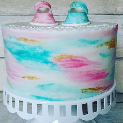 gender reveal watercolour cake - Cake by Jennifer-You cake