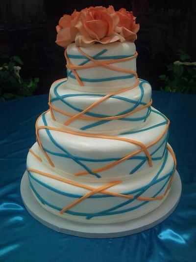 Malibu and Tangerine Stripes - Cake by Dayna Robidoux