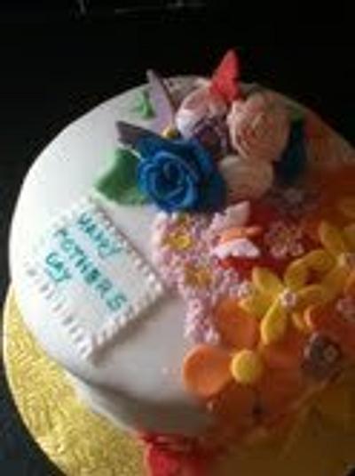 flowers and butterflies.... - Cake by Toni Lally