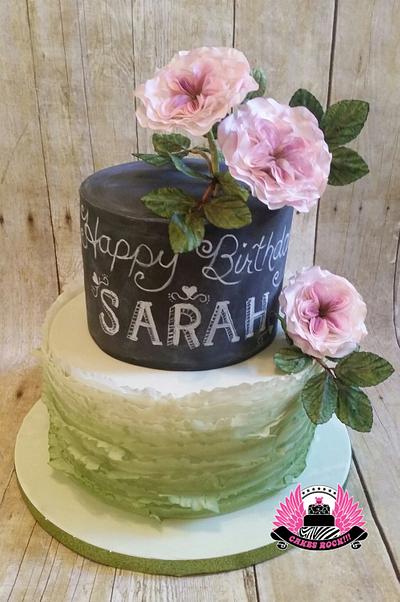 Chalkboard,  Roses, & Frills Cake - Cake by Cakes ROCK!!!  