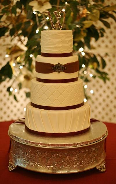 Burgundy and Ivory wedding - Cake by Kitti Lightfoot