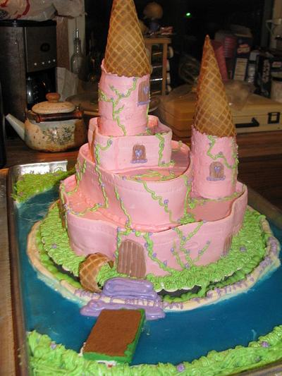 Princess Castle With Jello Moat  - Cake by Erika Lynn Cain