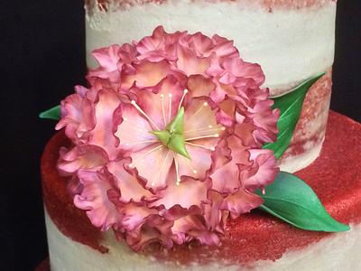 Peony Wedding Cake - Cake by Kendra's Country Bakery