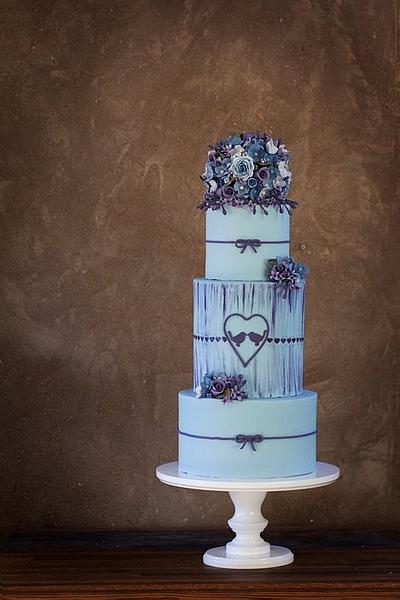 Blue and purple theme wedding cake - Cake by Tina
