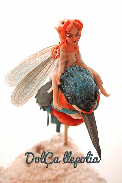 Little fairy on kingfisher, Away with the fairies collaboration - Cake by PALOMA SEMPERE GRAS