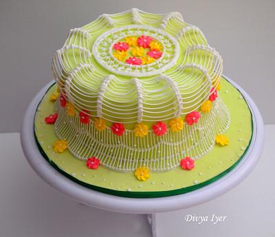 Royal icing oriental string work cake  - Cake by Divya iyer