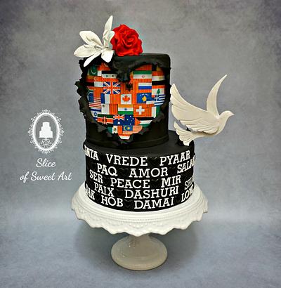 Hope, Love & Peace - Cakes Against Violence - Cake by Slice of Sweet Art