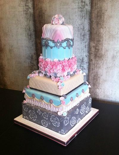 Duck Egg Blue and Pinks Wedding Cake - Cake by Alanscakestocraft
