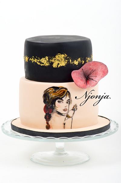 Handpainted birthday girl cake - Cake by Njonja