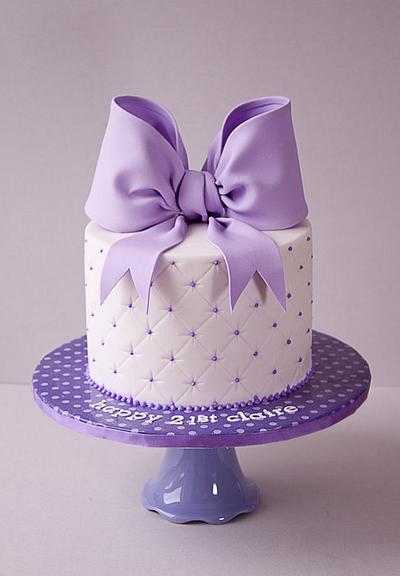 21st Purple Bow Cake - Cake by tortacouture
