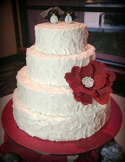 Wedding cake with Penguin toppers - Cake by Tammy 