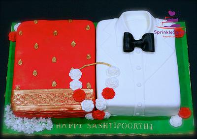 Saree and Tuxedo Cake  - Cake by SprinkleSpark