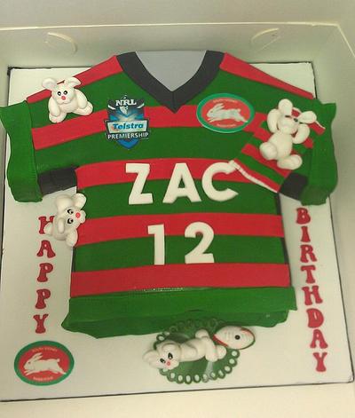Rabbitohs jersey and cheeky bunnies - Cake by jodie baker