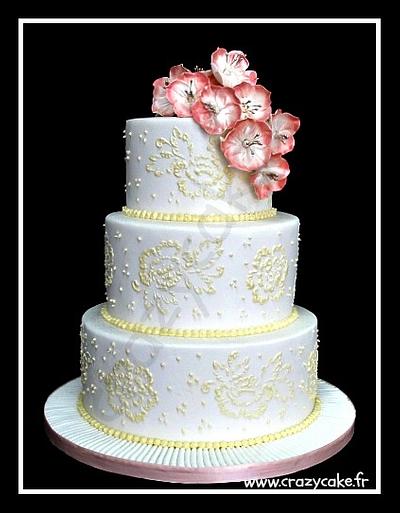 Brush embroidery wedding cake - Cake by Crazy Cake