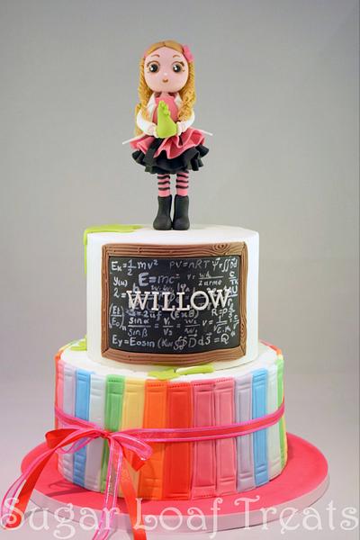 Scientist Girl and rainbow books! - Cake by SugarLoafTreats