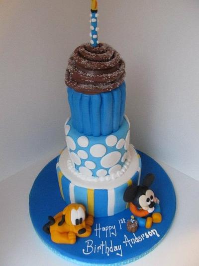1st birthday baby Mickey Mouse & Pluto cake - Cake by Denise Frenette 