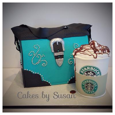 Western purse and Starbucks latte - Cake by Skmaestas